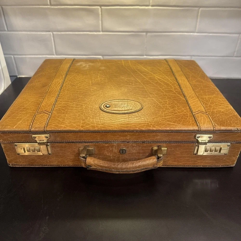 GOLDPFEIL CARACCIOLA Leather Briefcase Attaché Hard Case West GERMANY